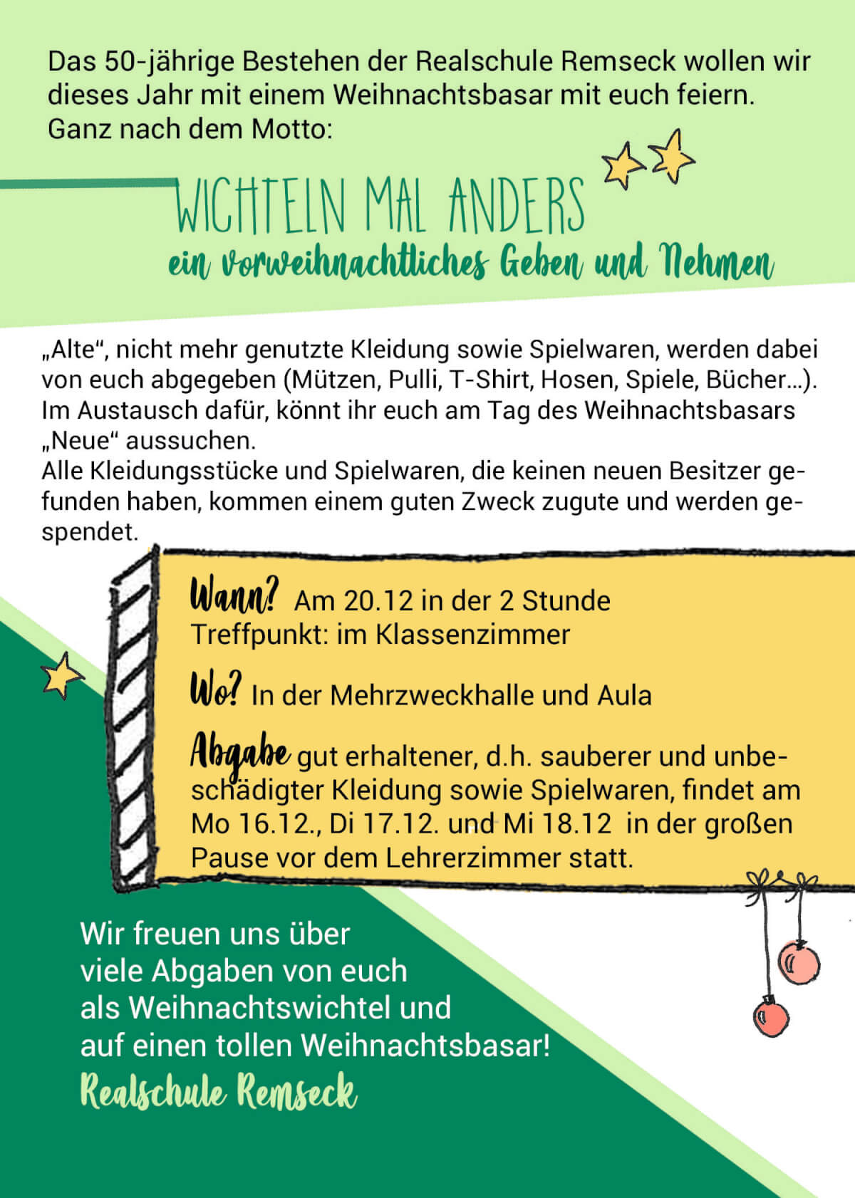 Weihnachtsbasar 50 Jahre RSR
